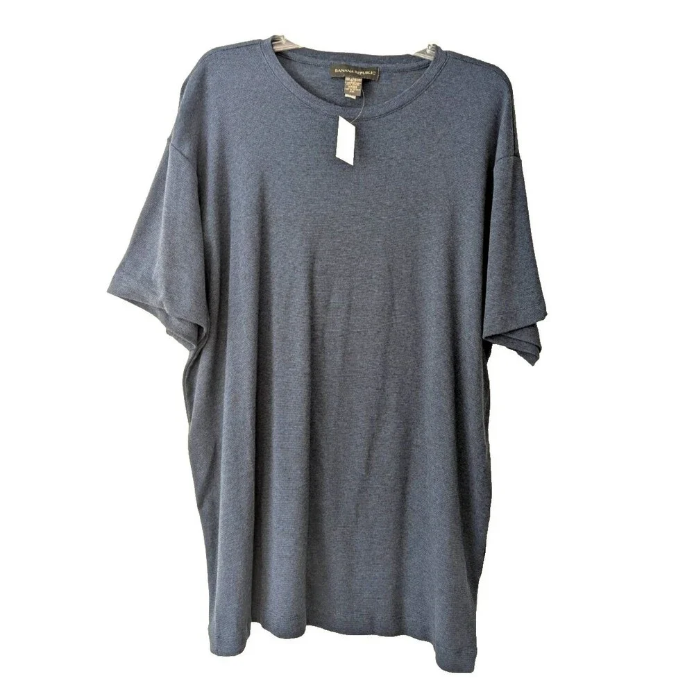 Banana Republic Men's XXL Cotton Short Sleeve Textured T-Shirt Slate Blue NEW
